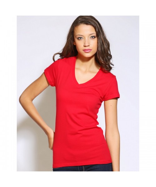 Plain V-Neck T-shirt Jersey short Sleeve Bella 120 GSM